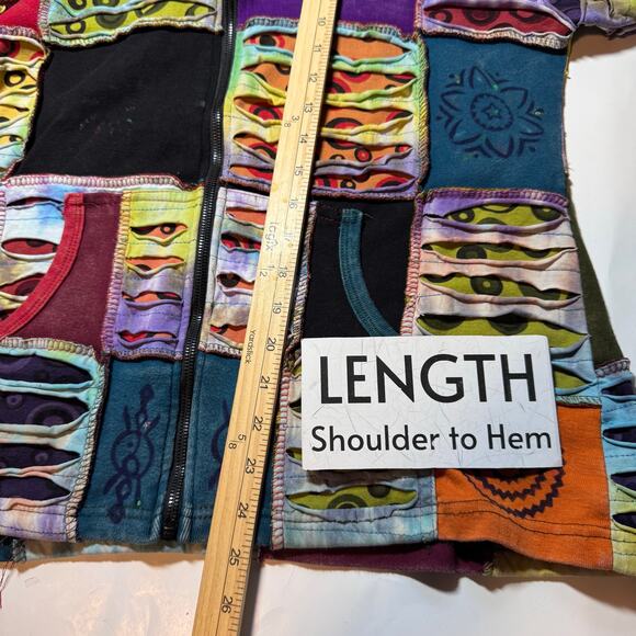 All That Jazz Cut Out Patchwork Full Zip Hoodie Boho Women's XL Hippie Festival - Picture 4 of 10